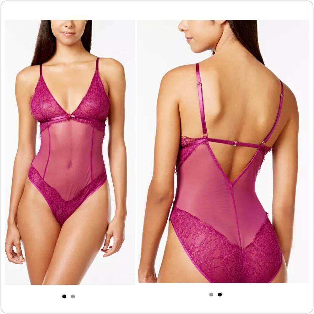 Maidenform Super Sexy Sheer Unlined Lace & Mesh Teddy sz L